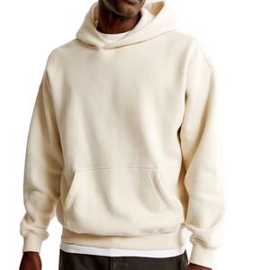 Sweatshirts 100% coton unisexes 350gsm épais et surdimensionnés avec impression bouffante d'hiver Logo personnalisé Sweats à capuche et sweatshirts pour hommes - Product Image 3