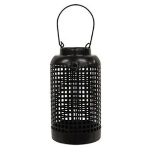 Ultra Luxe Hangende Metalen Lantaarn Zwart Glas Buiten Halloween Spookachtig Web Verlichting Lamp Nachtlampje Kaars Schans