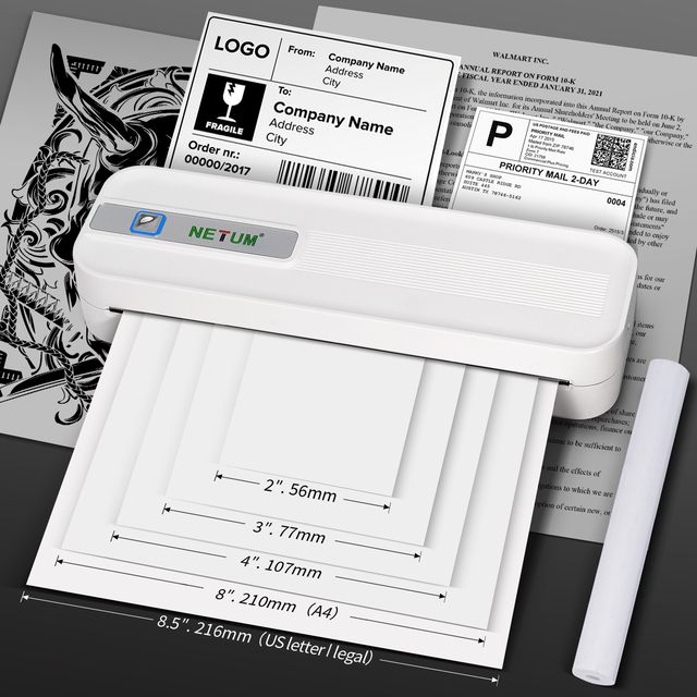 NETUM P801 Phone Computer Use A4 Mini Portable Photo Printing Thermal Printer ScanPrint APP 2600mAh Battery Stock 1-Year