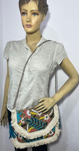 Bolso bandolera de algodón Vintage bohemio para mujer, bandolera de gran capacidad hecha a mano con cremallera, estilo portátil a la moda - Product Image 2