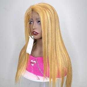 Venta al por mayor 100% Natural crudo largo recto Rubio Color pelucas de cabello humano, Hd transparente 180% densidad encaje Frontal pelucas Peluca de pelo - Product Image 5