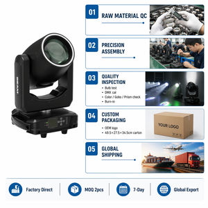 Mini Cabeza Móvil Sharpy Beam de 230W 7R, 14 Colores/14 Gobos, Rueda Arcoíris, Prisma, DMX512/Activación por Sonido, IP33, 30000 Lúmenes, Halógena - Product Image 2