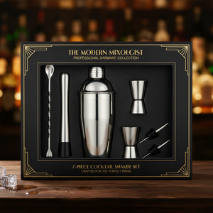 Set da Bar all'Ingrosso in Acciaio Inox con Shaker per Cocktail, Jigger, Cucchiaio e Pestello - Product Image 6