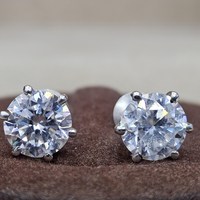 925 Silber Braut Moissanit Verlobungsschmuck-Set für Hochzeit Damen GRA-Zertifikat VVSD Diamantringe Ohrringe für Hochzeit
