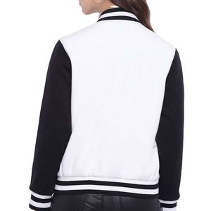 2025 nuevo diseño personalizado para mujer béisbol universitario Letterman Varsity chaqueta de lona con mangas de cuero bordadas diseño impreso - Product Image 6