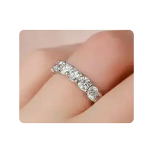 Joyería de diamantes de alta calidad, banda de boda de diamantes redondos hecha en oro blanco de 14 Kt para niñas, anillo de compromiso, joyería de moda - Product Image 3