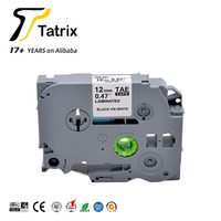 Ruban adhésif compatible Tatrix Premium Tze231 Tze-231 blanc sur noir pour imprimante d'étiquettes Brother P-touch Tze 12 mm Tz231