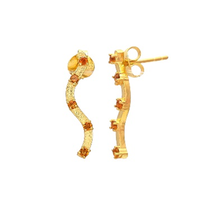 Pendientes de plata de ley 925 con gema de topacio ahumado, novedad - Product Image 1