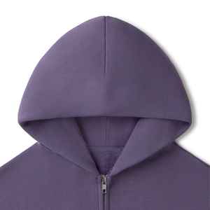 เสื้อสเวตเตอร์ปักลายสำหรับผู้ชายผ้าฝ้าย100% มีฮู้ดแบบสตรีทหนามีซิปเรียบ440 GSM รุ่นที่ออกแบบได้ตามต้องการ - Product Image 4