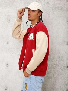 Customized Made Design Men's Varsity <b>Jacket</b> with Stand Collar <b>Patchwork</b> Pattern Waterproof & Breathable Winter College Wear - Product Image 4