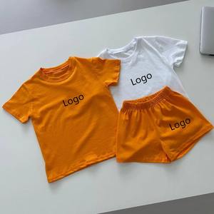 Conjunto de dos piezas de pantalones cortos deportivos de patrón sólido informal Vintage y camiseta lavada con ácido personalizado de alta calidad 100% algodón para el verano - Product Image 2