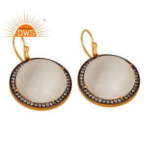 Pendientes colgantes de plata de ley más vendidos, chapado en oro de 18 quilates, piedra de Luna Blanca Cz Natural, piedras preciosas, fabricación de joyería fina Demi - Product Image 2