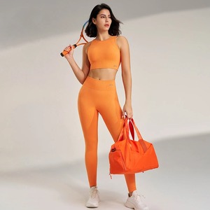 Premium Customize Breathable 2 Piece Set <b>100</b>% Organic Cotton Gym Workout Yoga Set New Stylish Plain Women Tracksuit - Product Image 2
