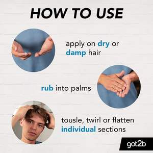 Pâte coiffante pour cheveux Got2b 100 ml Beach Matt pour hommes, tenue moyenne, sans collant, texture mate, produit coiffant - Product Image 4