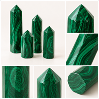 Tour de cristal de malachite de 6 cm, pointe de pierre verte polie, obélisque de guérison pour la décoration intérieure, la méditation et les cadeaux