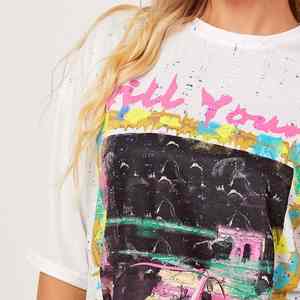 Camiseta de diseño OEM para mujer, ropa personalizada 100% de algodón, de gran tamaño, venta directa de fábrica, venta al por mayor - Product Image 2