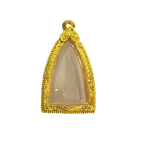 Casing jimat kualitas Premium dari Thailand bingkai emas mikron gaya segitiga lorong Pu thuang perhiasan gelang bagus