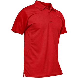 Polo Rojo de Manga Corta para Hombre, Color Sólido, Tela Piqué, Secado Rápido, Estilo Casual, Material Tejido - Product Image 1