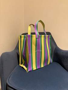 Custom Eco-Friendly Recycled <b>Nylon</b> High Quality Beach Cosmetic <b>Bags</b> Fashionable Striped Woven Reusable <b>Zipper</b> Shopping Cases - Product Image 2