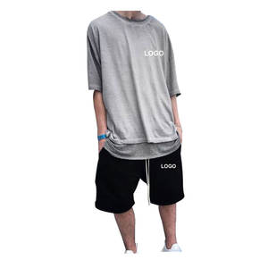 Vêtements de marque 2 pièces ensembles nouveaux hommes shorts décontractés ensembles à manches courtes t-shirt shorts ensembles solides - Product Image 1