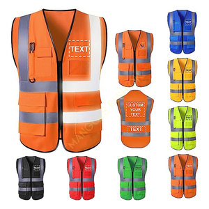 سترة أمان بلا أكمام جيوب محمولة مخصصة سترات عمل بلا أكمام متعددة الجيوب للرجال مرحبا فيس عاكس للبناء - Product Image 1