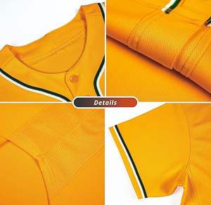 Camiseta de Béisbol Lisa para Hombre y Mujer, Personalizable, Estilo Hip Hop, con Botones - Product Image 4