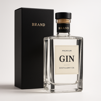 Bouteilles en verre personnalisées pour gin, rhum et spiritueux Emballage de distillerie sur mesure Conception OEM, options gaufrées, imprimées et givrées ISO9001