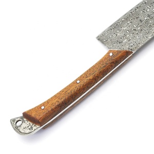 Venta al por mayor personalizado OEM ODM cubertería fábrica japonesa profesional Damasco Acero inoxidable cocina Chef cuchillo fijo hoja afilada - Product Image 6