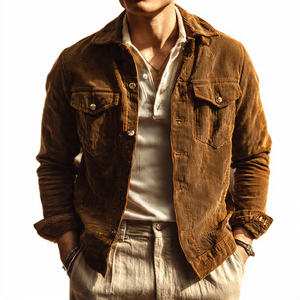 เสื้อแจ็คเก็ตคอร์ดูรอยแฟชั่นสำหรับผู้ชาย เสื้อโค้ทสไตล์สตรีทแวร์สำหรับฤดูหนาว เสื้อแจ็คเก็ตบอมเบอร์คอร์ดูรอยสำหรับผู้ชาย - Product Image 2