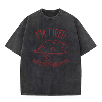T-shirt Homme Oversize Vintage Délavé à l'Acide, Impression DTG, Logo Personnalisé, Graphique Noir, 100% Coton Anti-Boulochage, Col Rond, OEM