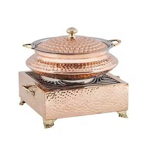 Casserole traditionnelle en cuivre martelé avec couvercle Casserole en cuivre compatible avec l'induction Plat en cuivre finition antique pour les repas - Product Image 2