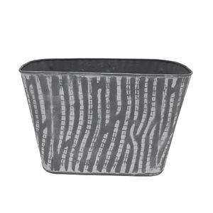 Venta caliente maceta ovalada moderna gris metálico con acabado antiguo blanco interior y exterior diseño antiguo maceta hecha a mano - Product Image 6