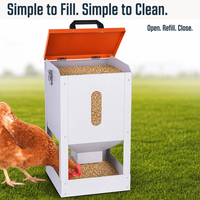 Distributeur de nourriture JH-Mech pour l'extérieur avec fenêtre de visualisation et couvercle résistant aux intempéries, 20 lb, grand distributeur automatique en métal pour poulets