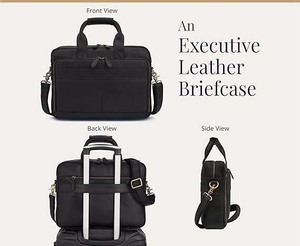 Maletín para ordenador portátil de piel auténtica con logotipo personalizado para hombre y mujer, bolso de viaje de oficina negro al por mayor, elegante bandolera para ordenador - Product Image 6