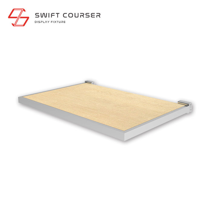 Frame (Chrome Plated) + Wood Shelf (Light Brown)