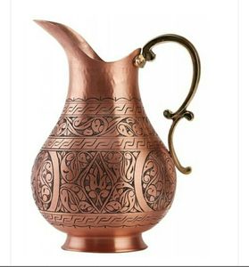 Pichet à eau en cuivre décoratif moderne, carafe traditionnelle gravée pour le style intérieur, décoration de la maison, articles de cuisine, restaurant - Product Image 3