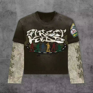 เสื้อยืดผู้ชายดีไซน์ใหม่พร้อมกางเกงเข้ารูปและ100% ไหล่ผ้าคอตตอนแห้งเร็วและระบายอากาศได้ดีคอกลมลายโลโก้ - Product Image 5