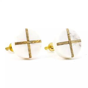 Poignée de porte de meuble en marbre carré doré et blanc, aspect attrayant, pour cuisine, chambre à coucher, commode - Product Image 5