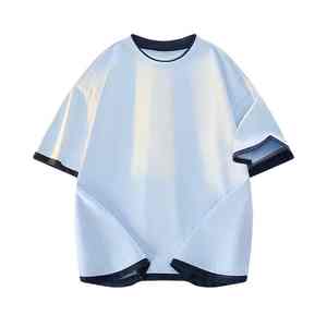 เสื้อยืดแขนครึ่งแบบกำหนดเองระบายอากาศได้ดีเสื้อยืดบล็อกสีผ้าฝ้ายน้ำหนักเบา - Product Image 1