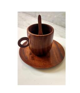 Juego de tazas de café de madera Sheesham hechas a mano | Juego de tazas de té (paquete de 1 taza, 1 cuchara y 1 platillo) - Product Image 1