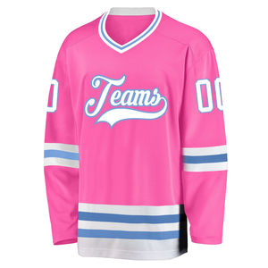 Maillot de hockey sur glace personnalisé avec logo, 100% polyester, manches longues, col en V, respirant, séchage rapide, maillot de hockey lavé - Product Image 2