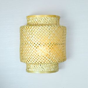 Lampe murale en bambou naturel au design minimaliste et basique, lumière chaude pour la maison, l'hôtel, le restaurant, application en extérieur - Product Image 1