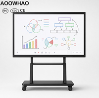 Tableau blanc interactif intelligent AOOWHAO 4K à double système, écran tactile pour salle de classe intelligente et enseignement scolaire