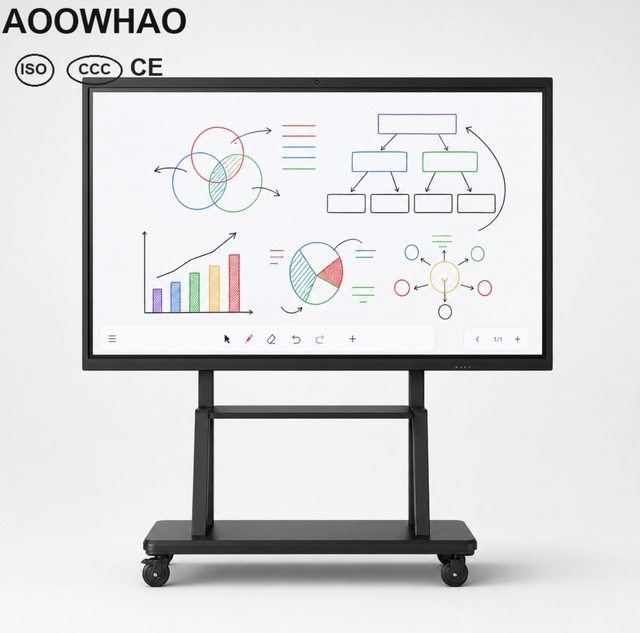 AOOWHAO 4K Dual System Interactive Whiteboard Smart Board Touch Screen Display for Smart Classroom and School Teaching