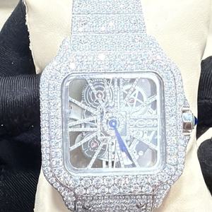 Montre en diamant Mossionite VVS1, acier inoxydable, squelette, montre de luxe pour homme, bijoux cadeau en gros - Product Image 4