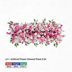 Panel de Flores Artificiales con Diseño Caprichoso de Puntos Rosas y Blancos, Hilera de Flores Fucsia y Capullos Cremosos, 90cm, Estilo Floral Aéreo - Product Image 2