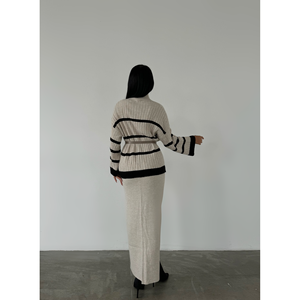 Conjunto de Falda y Suéter de Punto con Cuello de Pescador para Mujer, Serie 1500 - Product Image 2