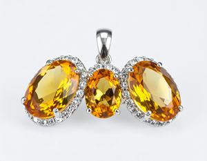 <b>Simple</b> Luxury 18K Gold Plated 925 Sterling <b>Silver</b> Yellow Stone Pendant <b>Necklace</b> for Women Girls - Product Image 3