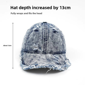 Wholesale Custom Embroidered 6-Panel Baseball <b>Caps</b> Structured Cotton Adjustable Sports Hats for Casual Scene Denim Fabric - Product Image 5