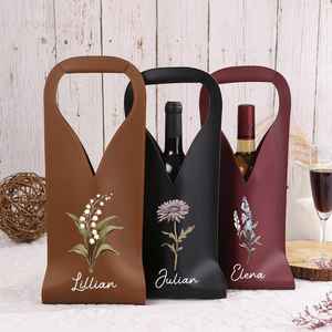 Luxury Genuine Leather Waterproof Wine <b>Bottle</b> <b>Carrier</b> Tote Bag with Protector Cover for Outdoor Use LWH-0010 - Product Image 6